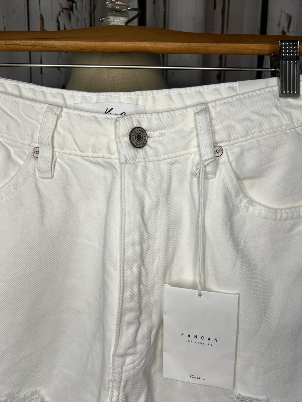 KanCan White Distressed Beach Denim Shorts - Picture 4 of 13